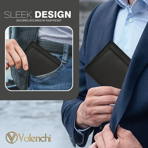 Vista 7 de LEVOGUE Genuine Leather Mens RFID Blocking Slim Trifold Wallet with 6 Cards+1 ID Window + 2 Note Compartments