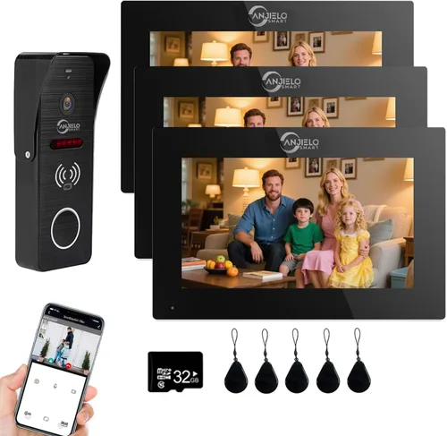 Vista 16 de ANJIELO SMART Timbre de video con cable con monitor interior, sistema de intercomunicación de video con cable, audio bidireccional, detección