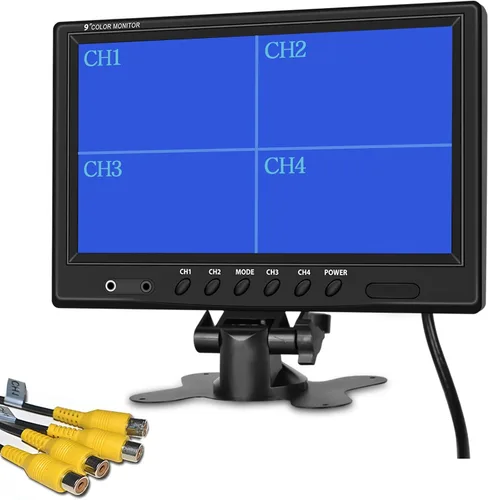 Vista 10 de Hikity Monitor de cámara de respaldo de vehículo de 7 pulgadas, pantalla LCD HD dividida cuádruple, monitor de automóvil para SUV, furgoneta, RV