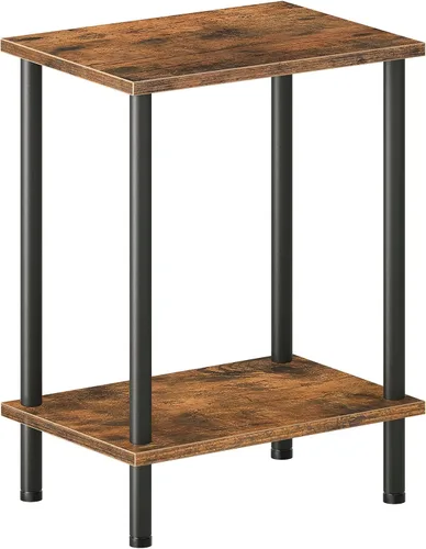 Vista 22 de HOOBRO Mesa auxiliar, mesa auxiliar pequeña, mesita de noche con estantes de almacenamiento de 2 capas, mesa de sofá para espacios pequeños, sala