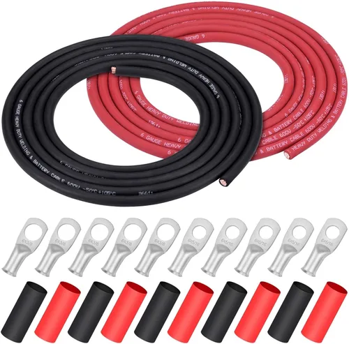Vista 26 de iGreely Alambre Calibre 6 AWG 20 Pies Negro + 20 Pies Rojo Batería de Soldadura Cable Ultra Flexible de Cobre Puro + 5 pzs de Conectores de Terminal