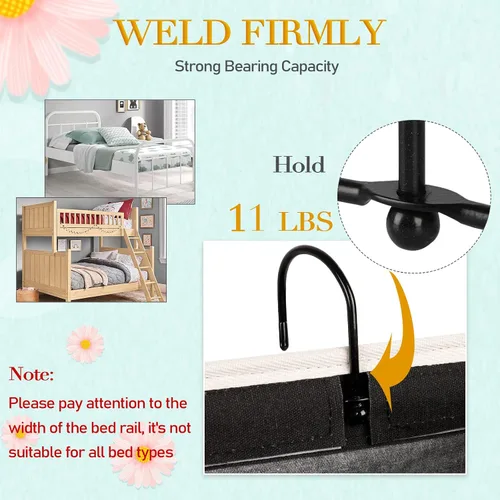 Vista 2 de Organizador de Almacenamiento para Mesita de Noche/Bolsa de Almacenamiento Colgante para Mesita de Noche para Cabeceros, Literas, Dormitorios, Negro