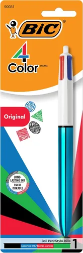 Vista 2 de BIC Bolígrafos retráctiles originales de 4 colores, punta media (0.039 pulgadas), paquete de 1 unidad, bolígrafo retráctil con tinta de larga Verde