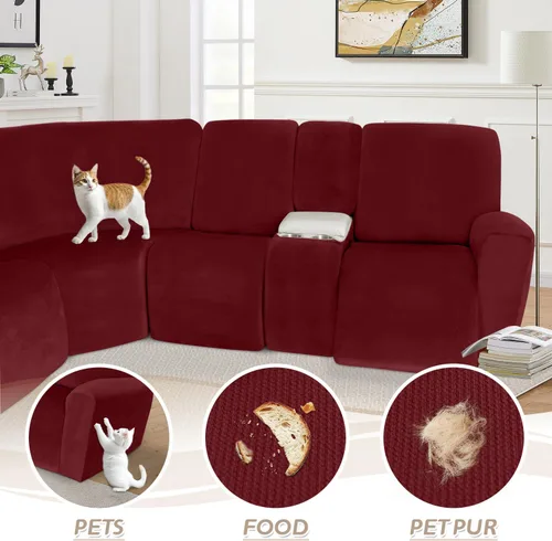Vista 324 de Arfntevss Fundas de sofá seccional reclinable de terciopelo, Funda de sofá seccional de esquina para sofá reclinable, Funda elástica suave