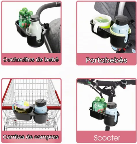 Vista 5 de Bandeja universal de aperitivos para cochecito con soporte para tazas, bandeja universal para bocadillos con soporte para tazas, accesorio para Azul