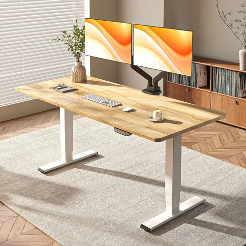 Vista 25 de FLEXISPOT E6 MAX Woodix - Escritorio de pie de madera maciza de acacia de 48 x 24 pulgadas, doble motor, resistente, capacidad de 330 libras