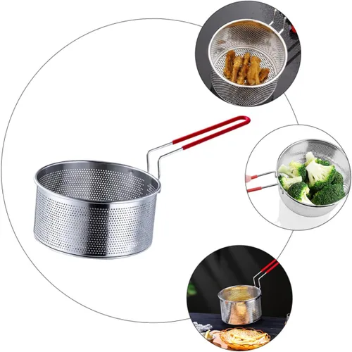 Vista 2 de KICHOUSE Cesta de espagueti 1pc 304 Colador Mango Largo Acero Inoxidable Línea Redonda Pasta Hervir Cesta
