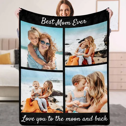 Vista 9 de YESCUSTOM Manta personalizada con fotos y texto, Manta familiar personalizada para adultos, niños y amigos, para cumpleaños, regalo conmemorativo