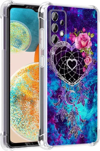 Vista 23 de Funda para Galaxy A23 5G, diseño de flores de mariposa azul, protección contra caídas, a prueba de golpes, carcasa protectora de cuerpo completo