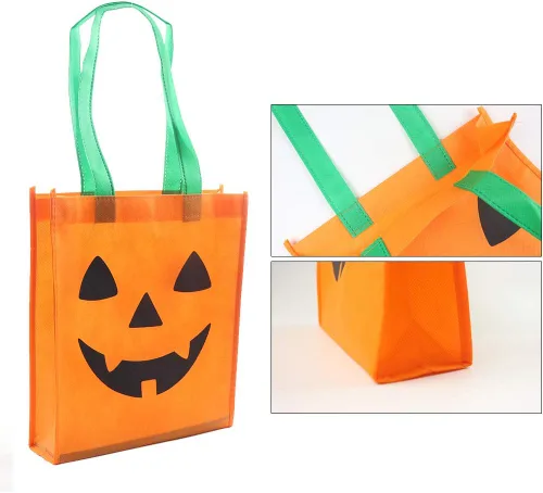 Vista 4 de Disfraz de calabaza de Halloween para niños, juego de 3 piezas de calabaza para cosplay, incluye bolsa de calabaza (9.8 x 11.8 pulgadas)