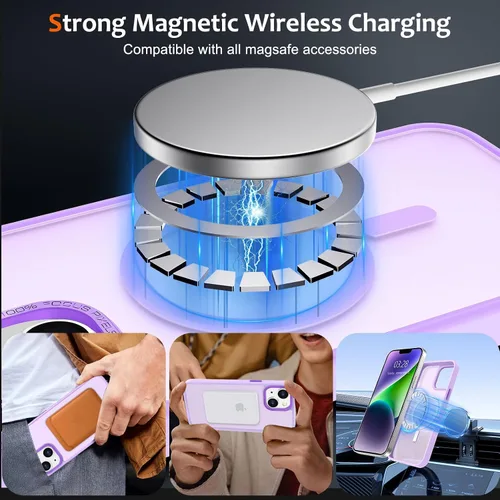 Vista 1080 de Anuck - Funda magnética para iPhone 11 compatible con MagSafe, carcasa trasera mate translúcida dura, borde de TPU, delgada, resistente a impactos