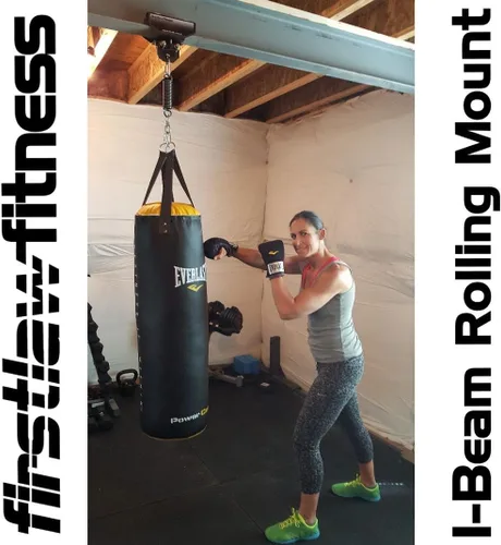 Vista 2 de Firstlaw Fitness I-Beam - Soporte para saco de boxeo con ruedas (Select - Negro - 3.5" - 7.0" de ancho I-Beam)