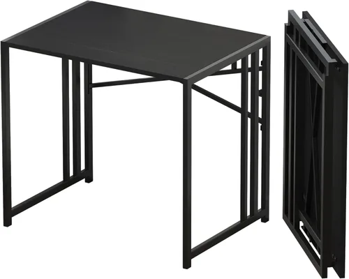 Vista 43 de Lutown-Teen Escritorio pequeño plegable de 32 pulgadas, escritorio pequeño de oficina sin necesidad de montaje, escritorio para computadora de Beige