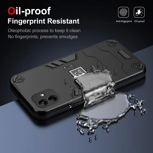 Vista 4 de Generic Funda compatible con Redmi A1, compatible con Redmi A2 Hard PC+TPU 2 en 1 a prueba de golpes, funda de protección de cámara, color negro