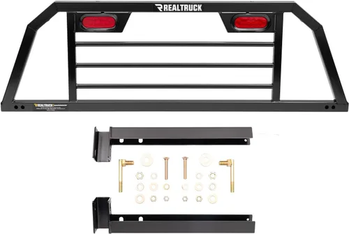 Vista 3 de RealTruck Backrack Marco de Estante Semi-Persianas + Kit de Hardware para uso con Caja de Herramientas de 21", Combo Sin Perforación, Negro
