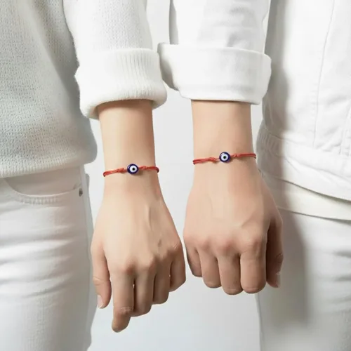 Vista 16 de Pulsera Lucky Evil Eye, gargantilla y tobillera – Talismán de protección de cuerda roja y negra Joyería minimalista Mal de Ojo para la buena suerte
