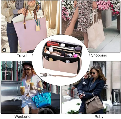 Vista 7 de ZTUJO Organizador de bolso, organizador de bolsa de fieltro con cremallera de metal, bolso y moldeador de bolso, para Speedy Neverfull Tote, 7