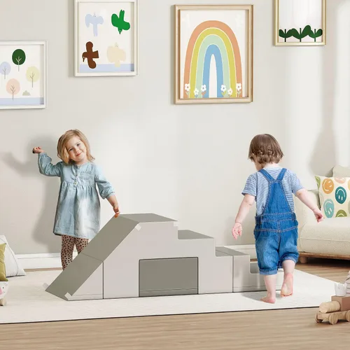 Vista 2 de Qaba - Juguetes de escalada para niños pequeños, bloques de escalada de espuma para edades de 1 a 3 años, color gris claro
