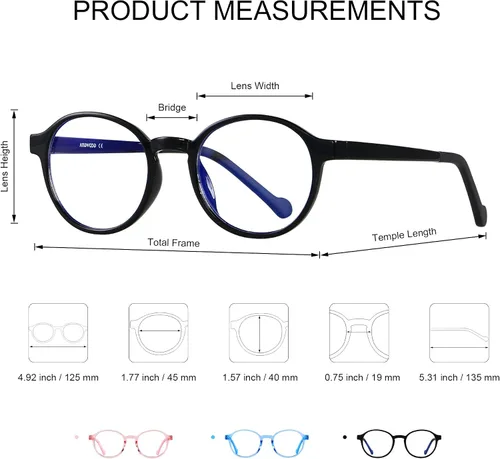 Vista 5 de ANDWOOD Gafas de luz azul para niños, niñas, niños, computadora, juegos, anti rayos azules, gafas de sol polarizadas de 3 a 12 años