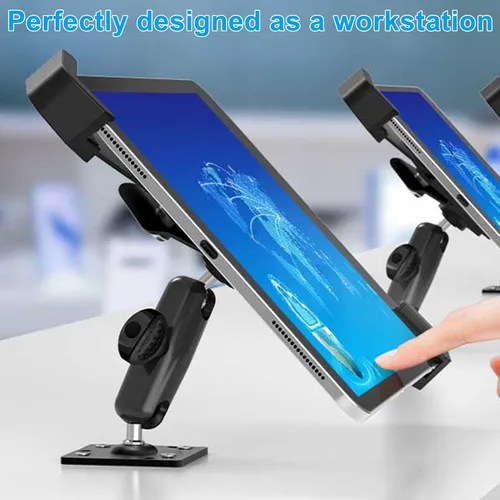Vista 2 de Soporte de bloqueo de pared para tableta para iPad de 7 a 11 pulgadas, soporte de quiosco de tableta antirrobo de metal con bloqueo seguro para sala