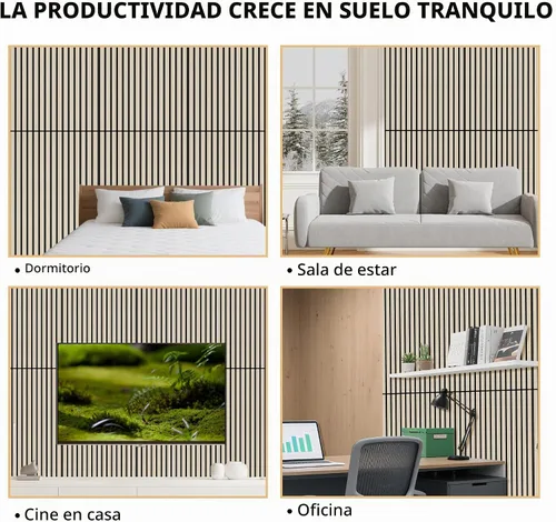 Vista 8 de RITOLLO Paquete de 4 paneles de madera para pared, paneles acústicos de listones de madera de 47.2 x 23.6 pulgadas para pared, paneles
