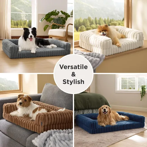 Vista 8 de Bedsure - Cama ortopédica para perros pequeños, cama impermeable de espuma viscoelástica con lados, sofá de espuma de nido de abeja para perros