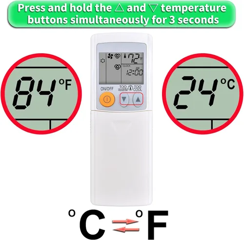 Vista 2 de Repuesto para Mitsubishi Electric Mr Slim Mini Split Aire Acondicionado Mando a Distancia MSY-GL18NA-U1 MUY-GL18NA, Fahrenheit Display