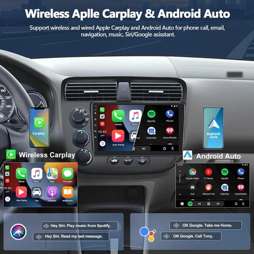 Vista 3 de 1G+32G para Honda Civic 2000 2001 2002 2003 2004 2005 Android Car Stereo con CarPlay Android Auto 9 "Pantalla táctil Bluetooth Radio de coche
