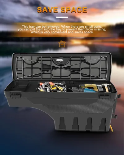 Vista 4 de ROADFAR Caja de almacenamiento para caja de camioneta con contraseña F-150 1997-2014 con contraseña, caja de herramientas para caja de herramientas