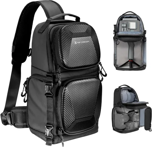 Vista 10 de K&F CONCEPT Bolsa bandolera para cámara, mochila de hombro para cámara DSLR/SLR/SLR/sin espejo, compatible con Canon/Nikon/Sony/Fuji/Gopro/DJI