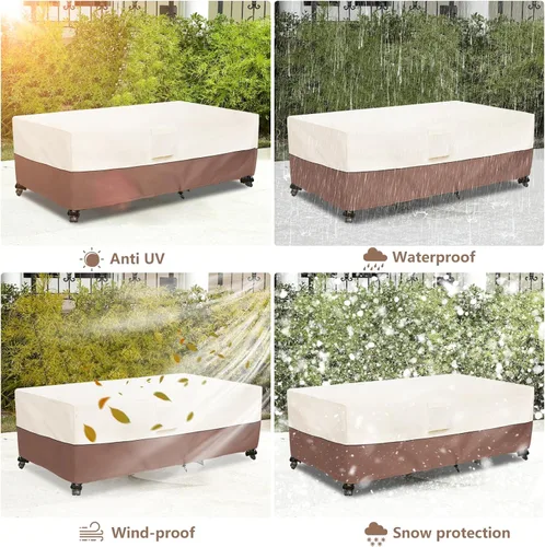 Vista 7 de okcool Funda para mesa de centro para exteriores, impermeable, rectangular, para mesa auxiliar pequeña, 48 x 28 x 16 pulgadas, fundas rectangulares