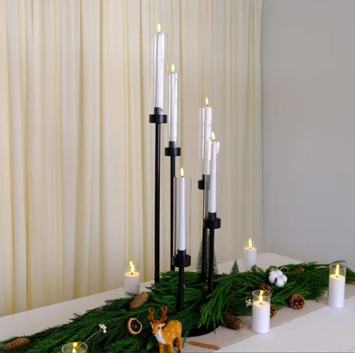 Vista 5 de Centros de mesa de candelabro negro de 35 pulgadas, 10 piezas, para mesas, 5 brazos, centros de mesa de boda para decoraciones