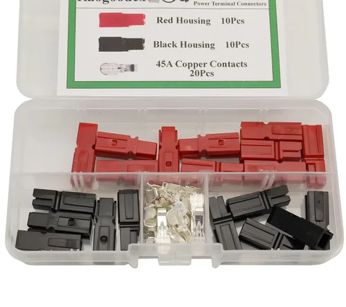 Vista 3 de 10 pares de desconexión rápida 45AMP 600V conector de alimentación Enchufe de batería+terminales rojo negro