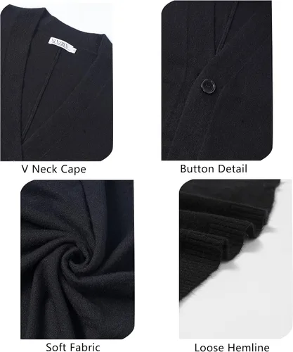 Vista 5 de Women's Loose Half Sleeve Button Shawl Wrap Open Front Cardigan for Fall Winter Plus