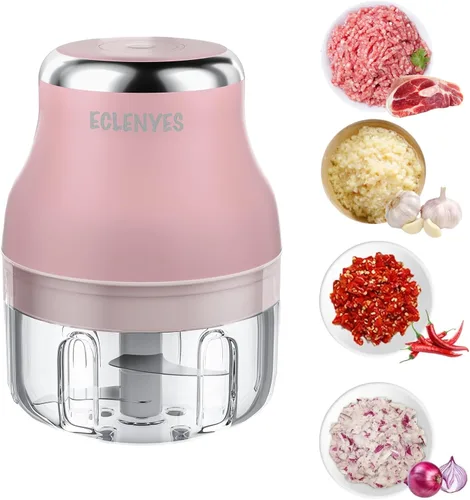 Vista 10 de Picador de verduras, picador eléctrico de ajo de 3.4 fl oz, mini licuadora recargable, potente procesador de alimentos pequeño, licuadora a