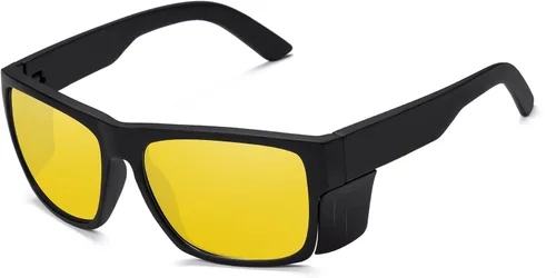Vista 20 de Lentes de sol de seguridad para hombre, negro mate, lentes de sol de seguridad polarizados, cumplen con las normas ANSI Z87+, protección UV
