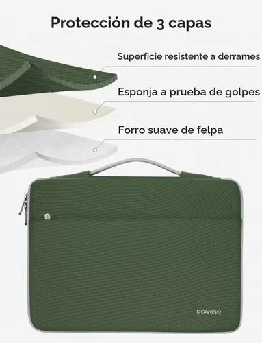 Vista 7 de DOMISO Funda resistente al agua para portátil de 13 pulgadas Verde aguacate