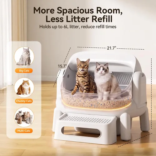 Vista 2 de Meowant Caja de arena automática extragrande, antipellizcos para varios