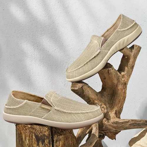Vista 9 de Zapatos sin cordones para hombre, mocasines de lona con soporte de arco, zapatos ortopédicos casuales para fascitis plantar, zapatos para caminar