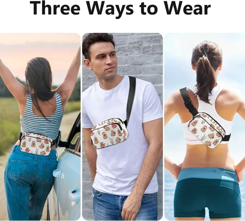 Vista 5 de Capybara Christmas White Fanny Packs for Women Men Belt Bag Fashion Waist Packs Crossbody Bag Casual Waist Pouch Bum Bags for Workout