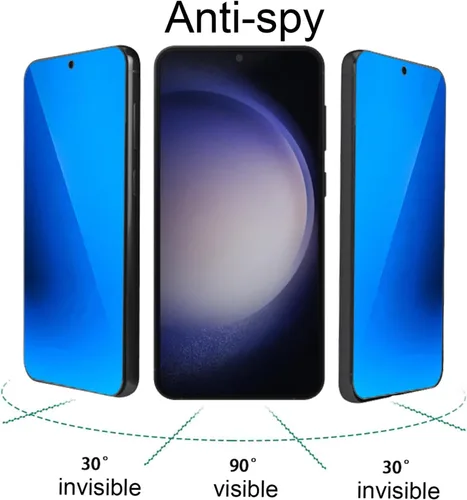 Vista 2 de Paquete de 2 vidrios templados de privacidad anti-azul para Samsung Galaxy S23 / Galaxy S22 Espejo Protector de pantalla anti-espía Película