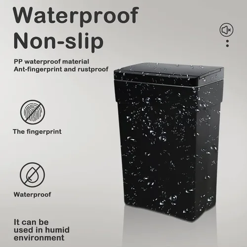 Vista 5 de Bote de basura automático de 13 galones con tapa de detección de movimiento, cubo de basura rectangular de alta capacidad sin contacto con tapa