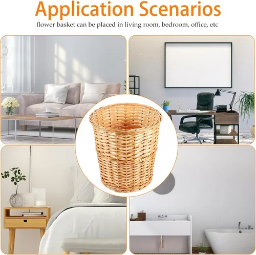 Vista 5 de PRETYZOOM Cesta de almacenamiento tejida moderna para arreglos florales, papelera decorativa para dormitorio, sala de estar