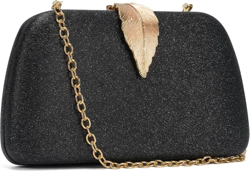 Vista 4 de Clutch Purses for Women, Formal Evening Handbags, White Clutch for Wedding 01-Negro
