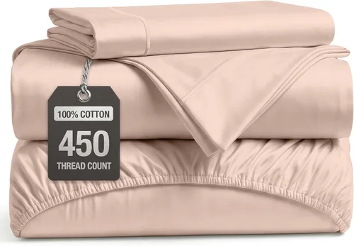 Vista 45 de LANE LINEN Sábanas de cama individual – 450TC algodón peinado de fibra larga de alta calidad, color blanco Soft & Breathable Twin Sheet &