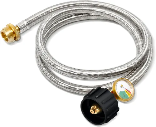 Vista 4 de ABYDA Manguera adaptadora de propano de 12 pies, manguera de tanque de propano de 1 libra a 20 libras con QCC1/tipo 1 para 5-40 libras, manguera