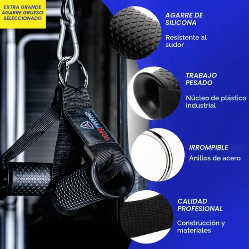 Vista 2 de Core Prodigy Asas de ejercicio resistentes - Accesorios de agarre para poleas de máquinas de cable, equipos de gimnasio, bandas de resistencia