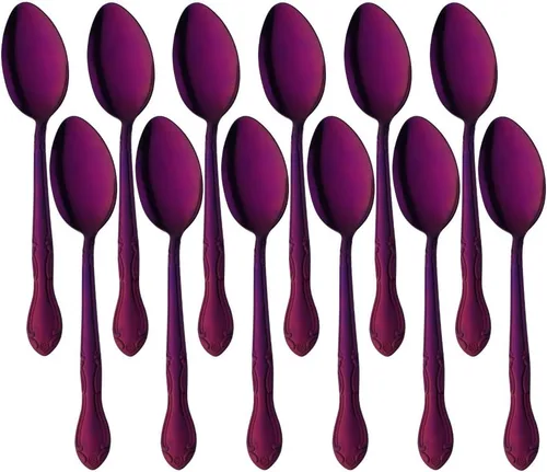Vista 87 de Cucharas de sopa, cucharas redondas de acero inoxidable para caldo con borde de flor, juego de 12 piezas de acero inoxidable para café, azúcar