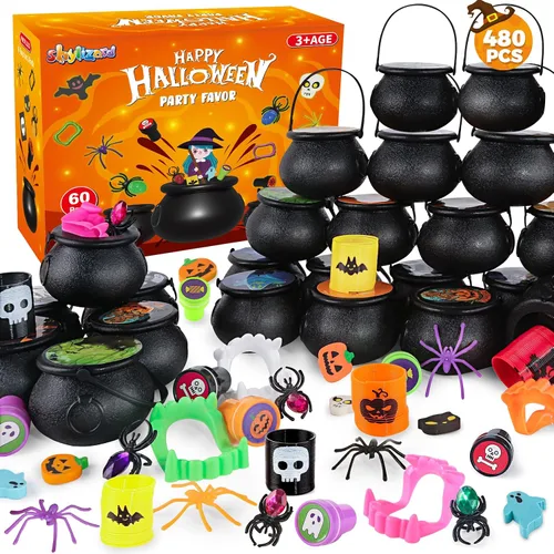 Vista 9 de Recuerdos de fiesta de Halloween para niños, paquete de 24 calderos