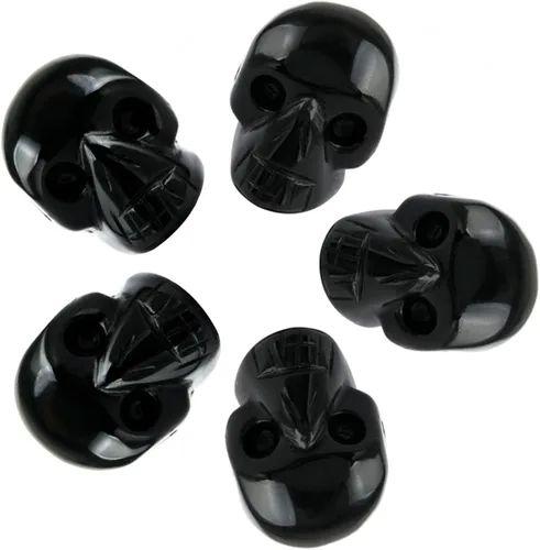 Vista 7 de mookaitedecor 5 figuras de calavera de cristal de labradorita, 1 pulgada Gris